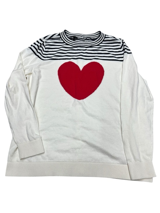 Talbots Sweaters - Talbots Cream Sweater with Red Heart and Navy Stripes